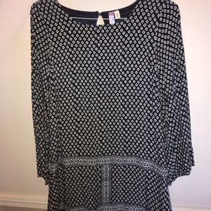 Navy Blue Mini Dress With Bell Sleeves